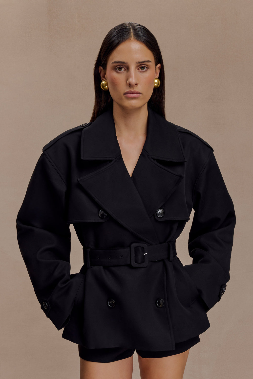 Alden Short Trench Jacket - Black
