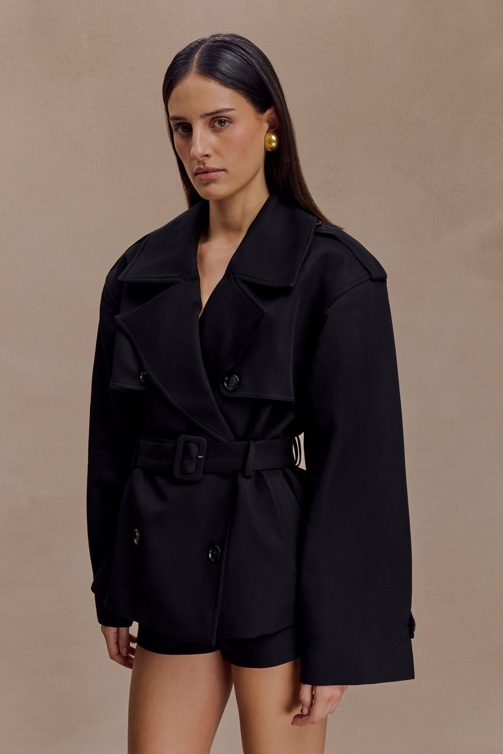 Alden Short Trench Jacket - Black