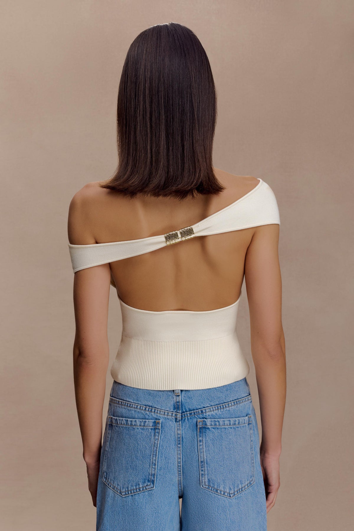 Carley Off Shoulder Knit Top - Ivory