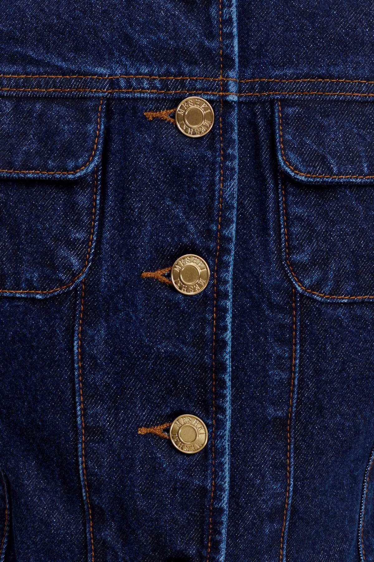 Marge Fitted Denim Short Sleeve Top - Indigo Blue