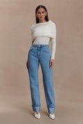 Kirralee Straight Leg Cuffed Jeans - Classic Blue