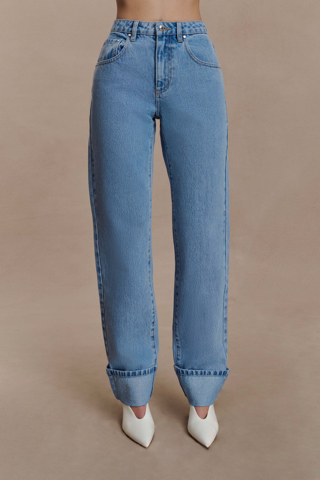 Kirralee Straight Leg Cuffed Jeans - Classic Blue