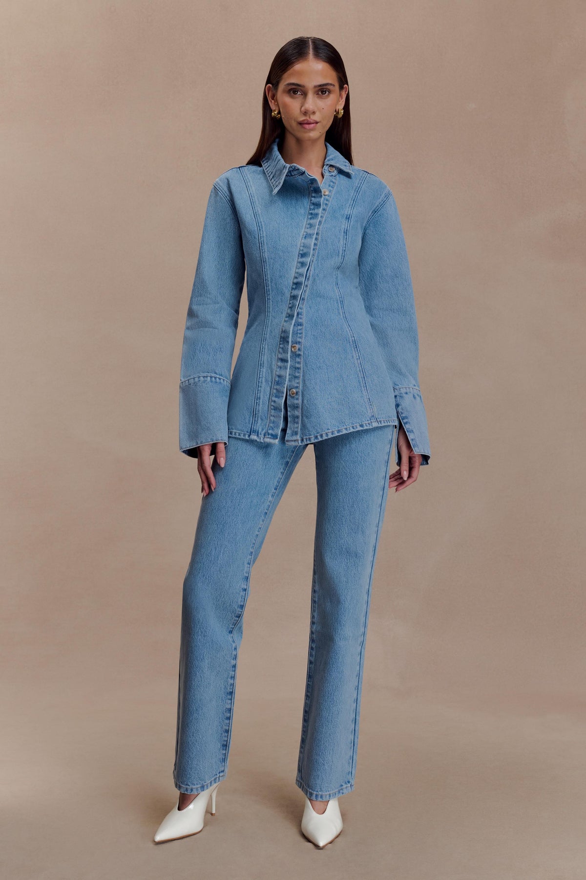 Janine High Waisted Straight Leg Jeans - Classic Blue