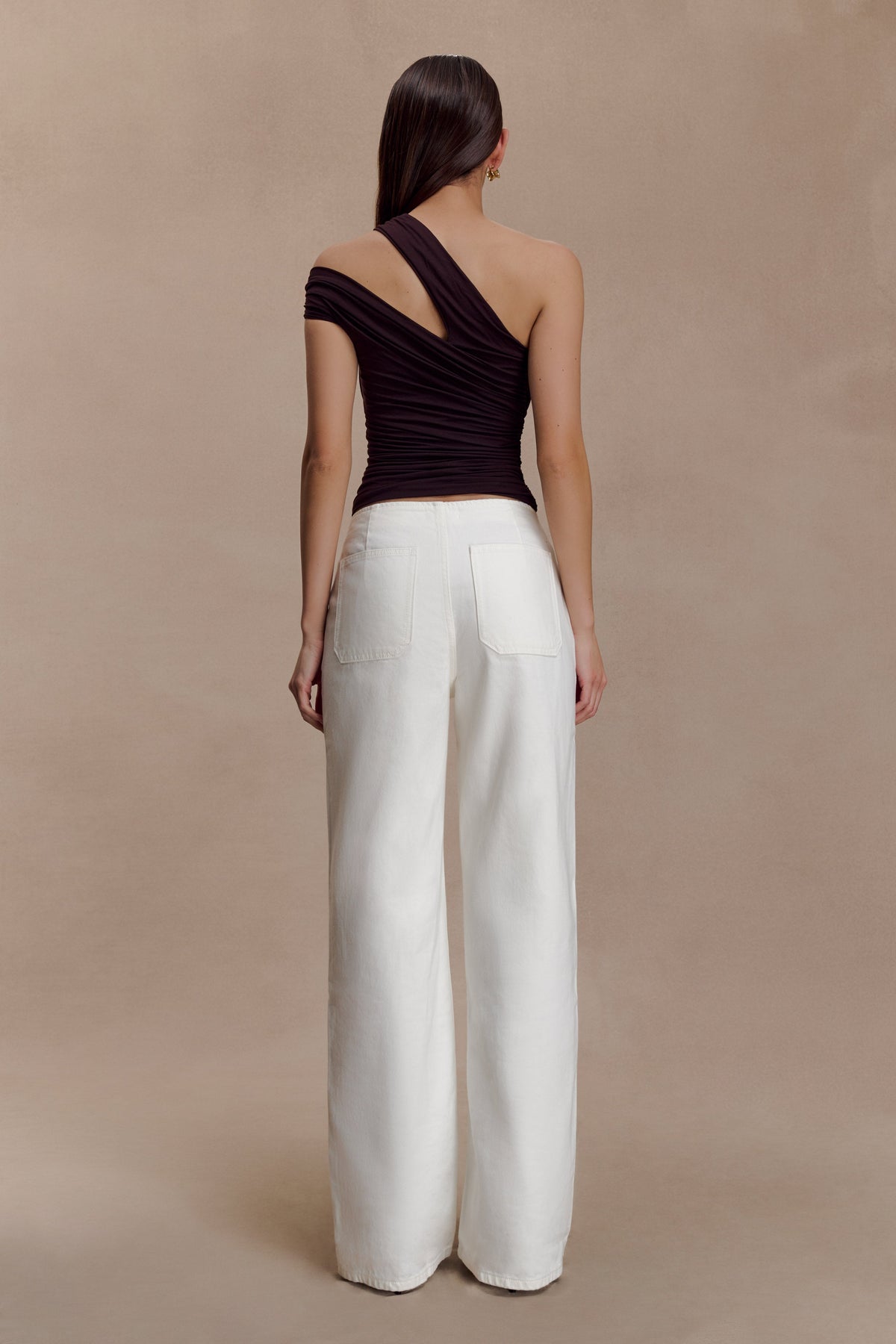 Anna One Shoulder Modal Top - Cacao Brown