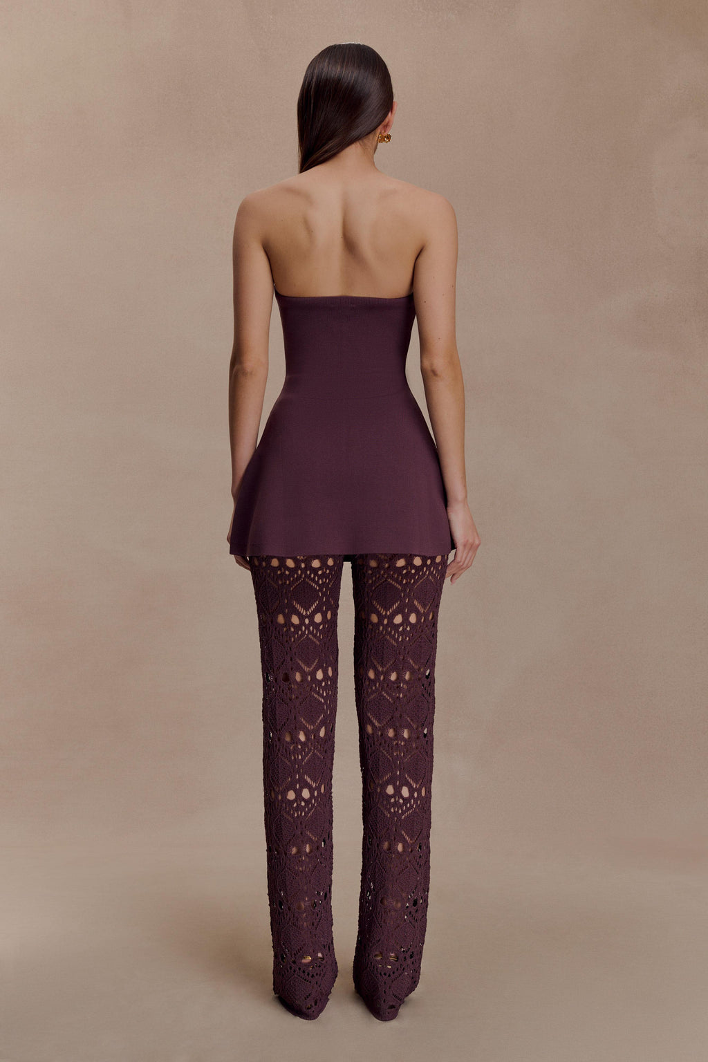 Trena Crochet Knit Pants - Chocolate