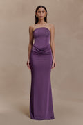 Madison Strapless Slinky Maxi Dress - Purple