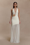 Aubree Crepe And Mesh Maxi Dress - Ivory