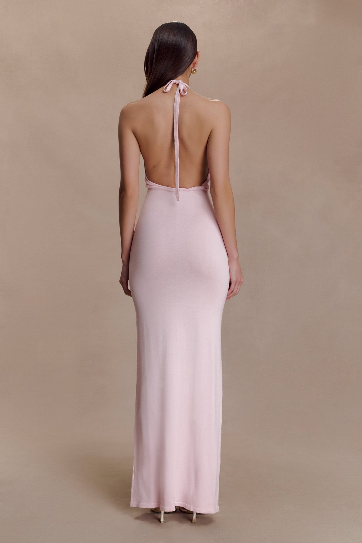Brock Knit Halter Maxi Dress - Baby Pink