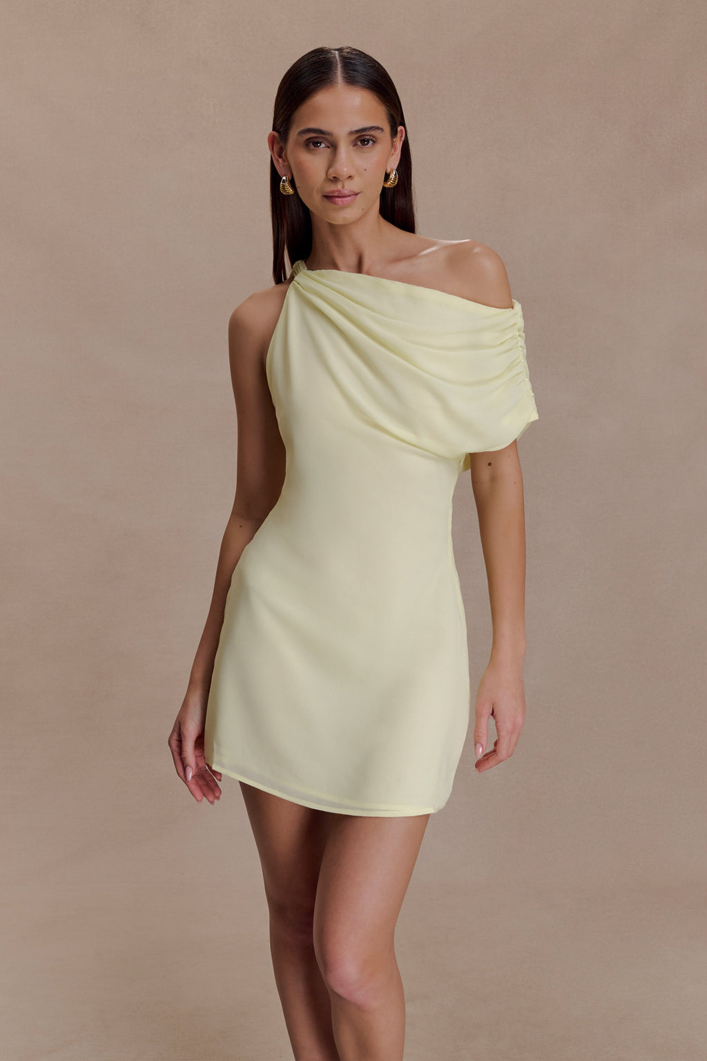 Daisie Chiffon Mini Dress - Lemon