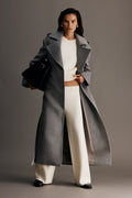 Levi Long Trench Wool Coat - Grey Marle