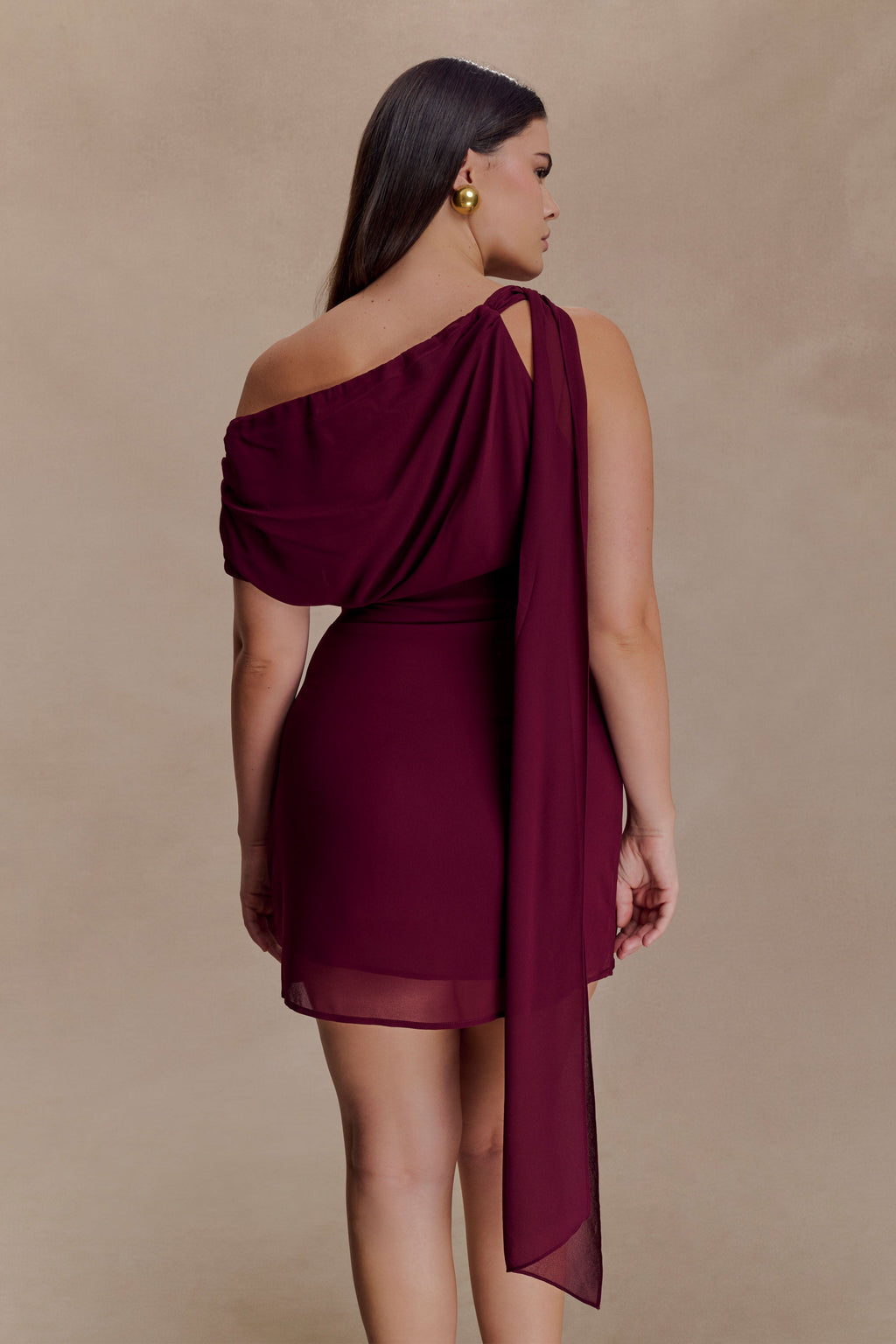 Daisie Chiffon Mini Dress - Wine