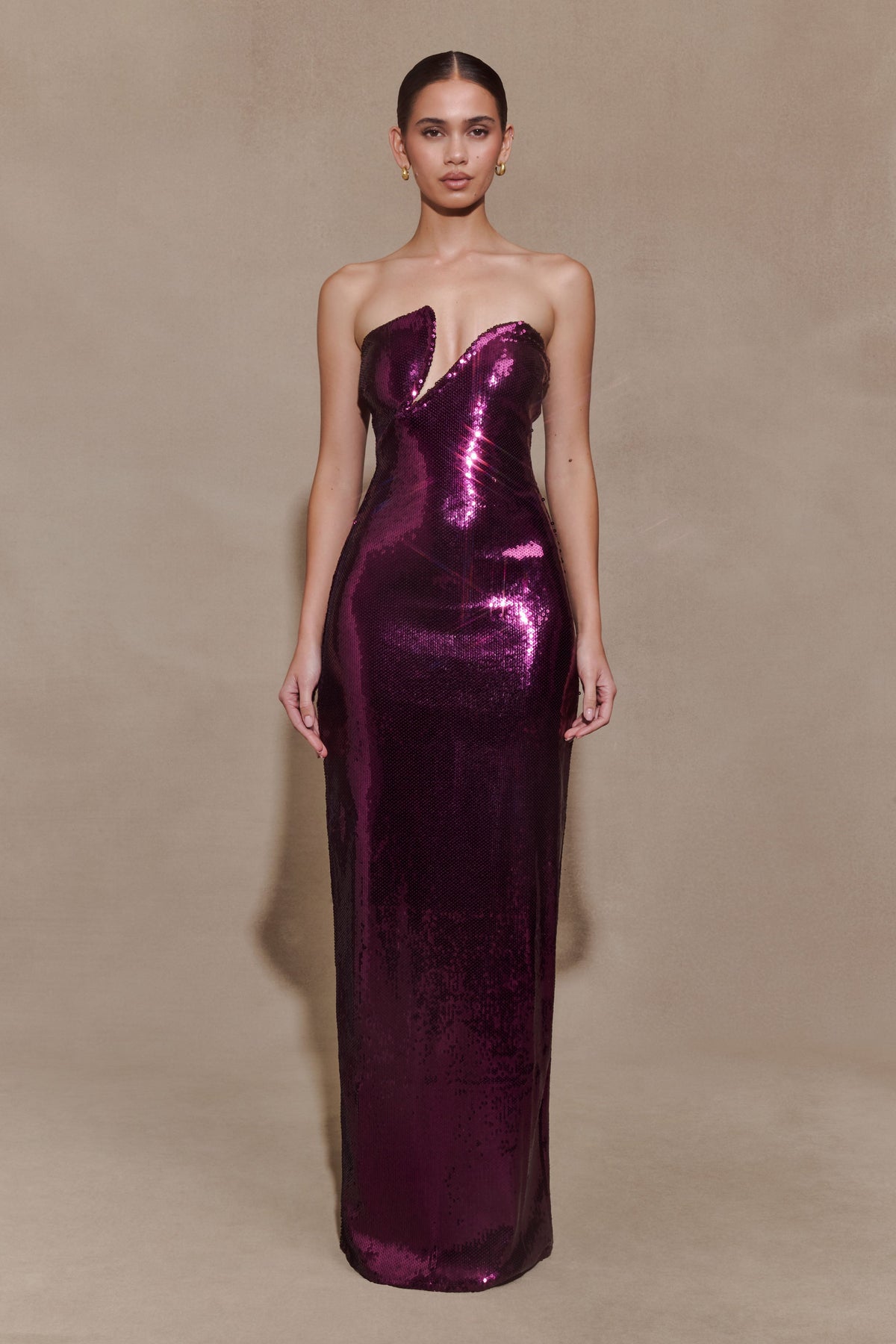 Winston Strapless Sequin Maxi Dress - Plum