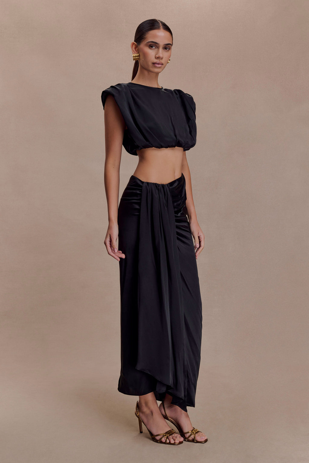 Zendaya Silk Crop Top - Black