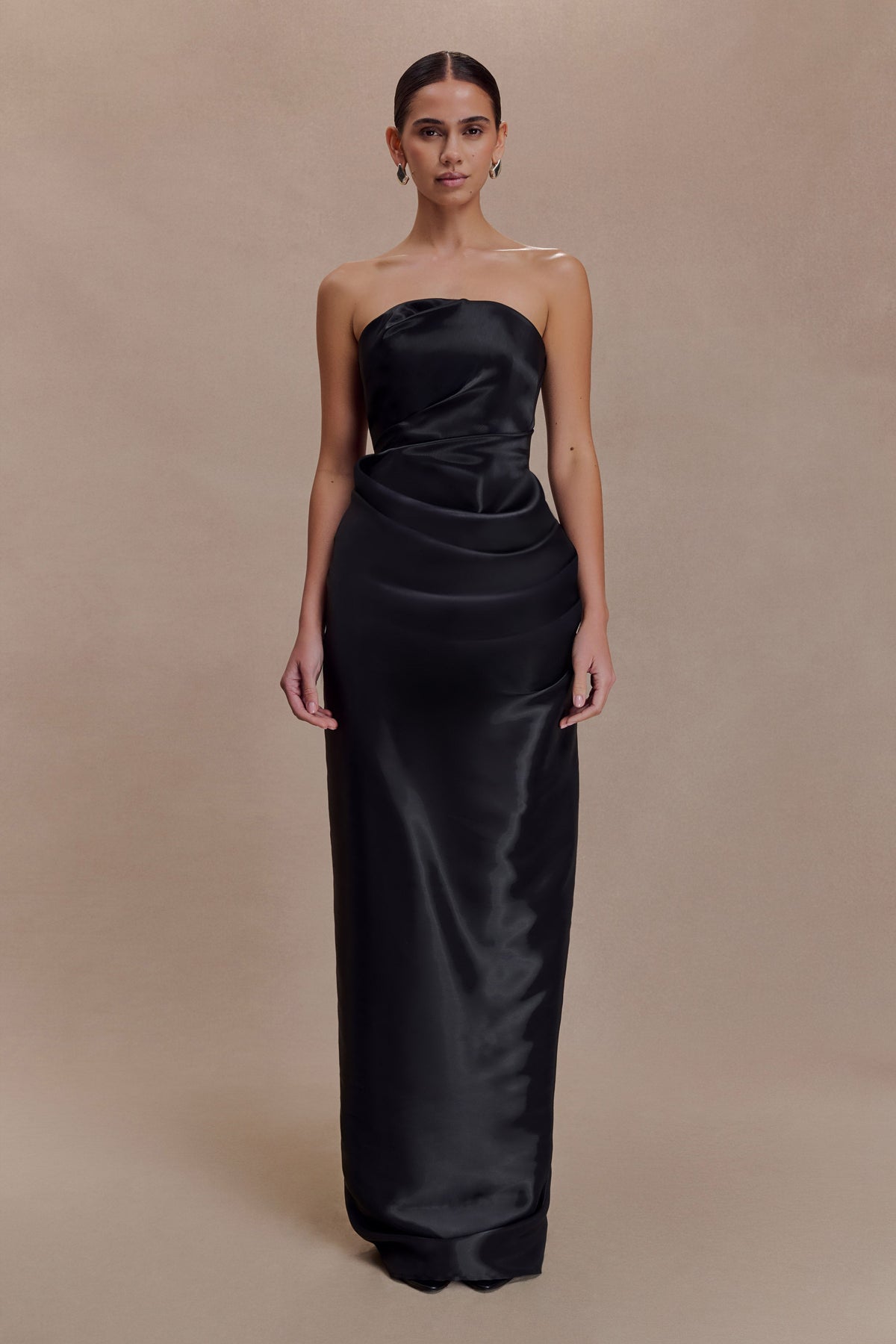 Calliope Strapless Organza Maxi Dress - Black