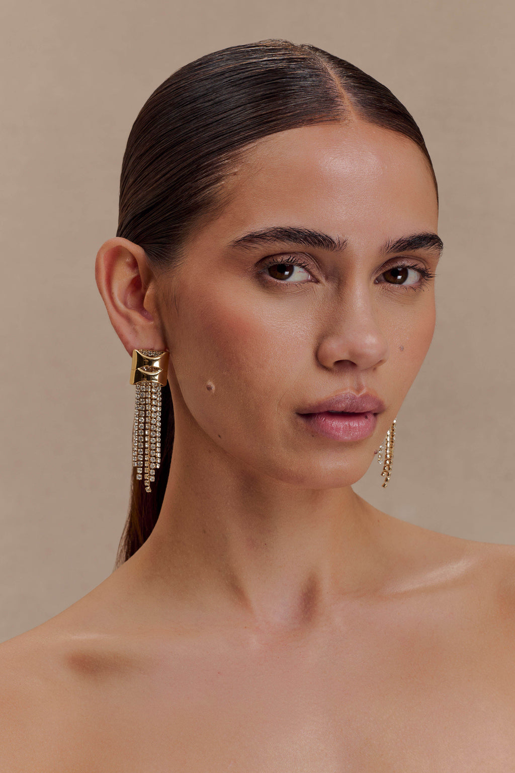 Shea Crystal Fringe Drop Earrings - Gold
