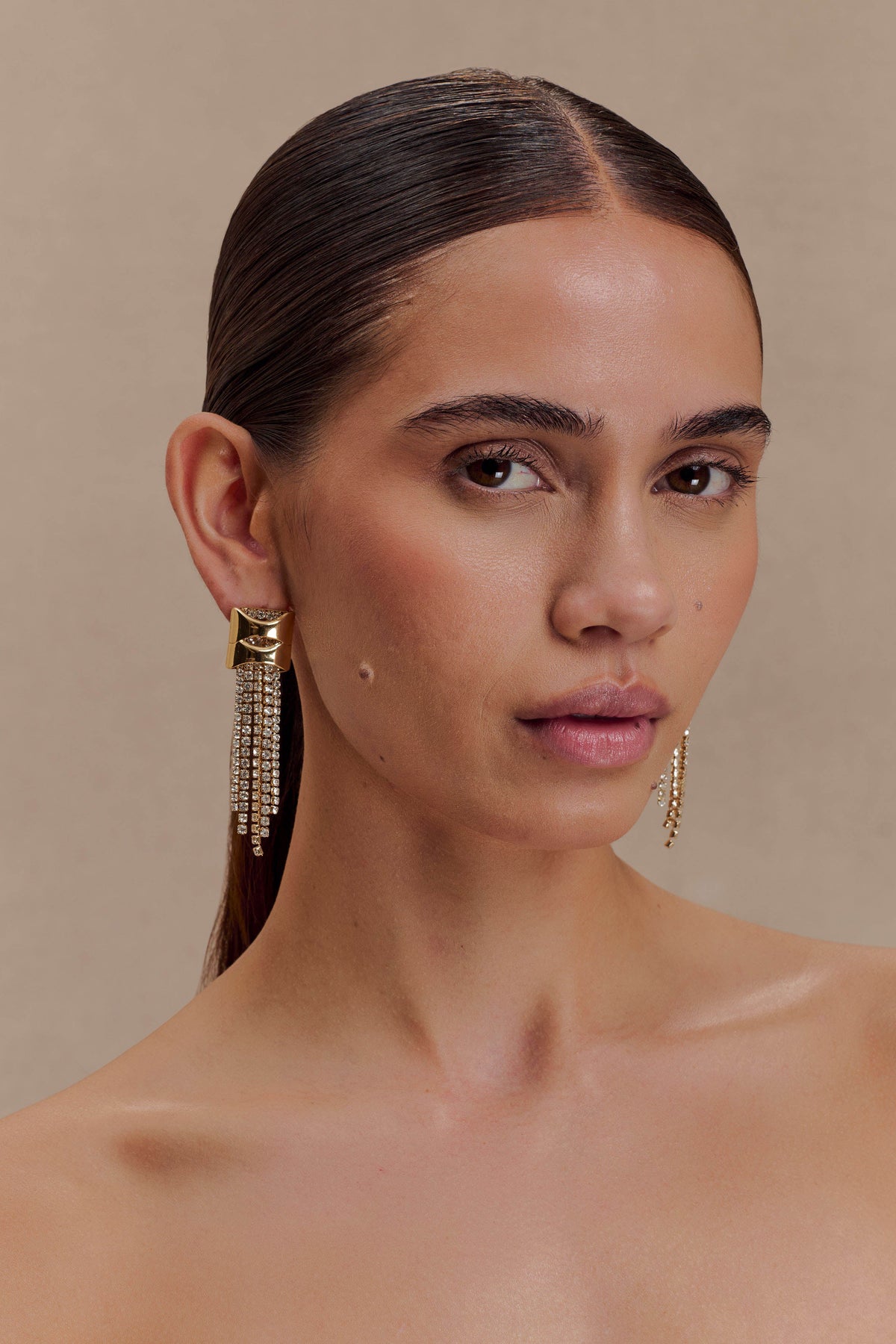 Shea Crystal Fringe Drop Earrings - Gold
