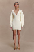 Billy Balloon Sleeve Knit Mini Dress - Ivory