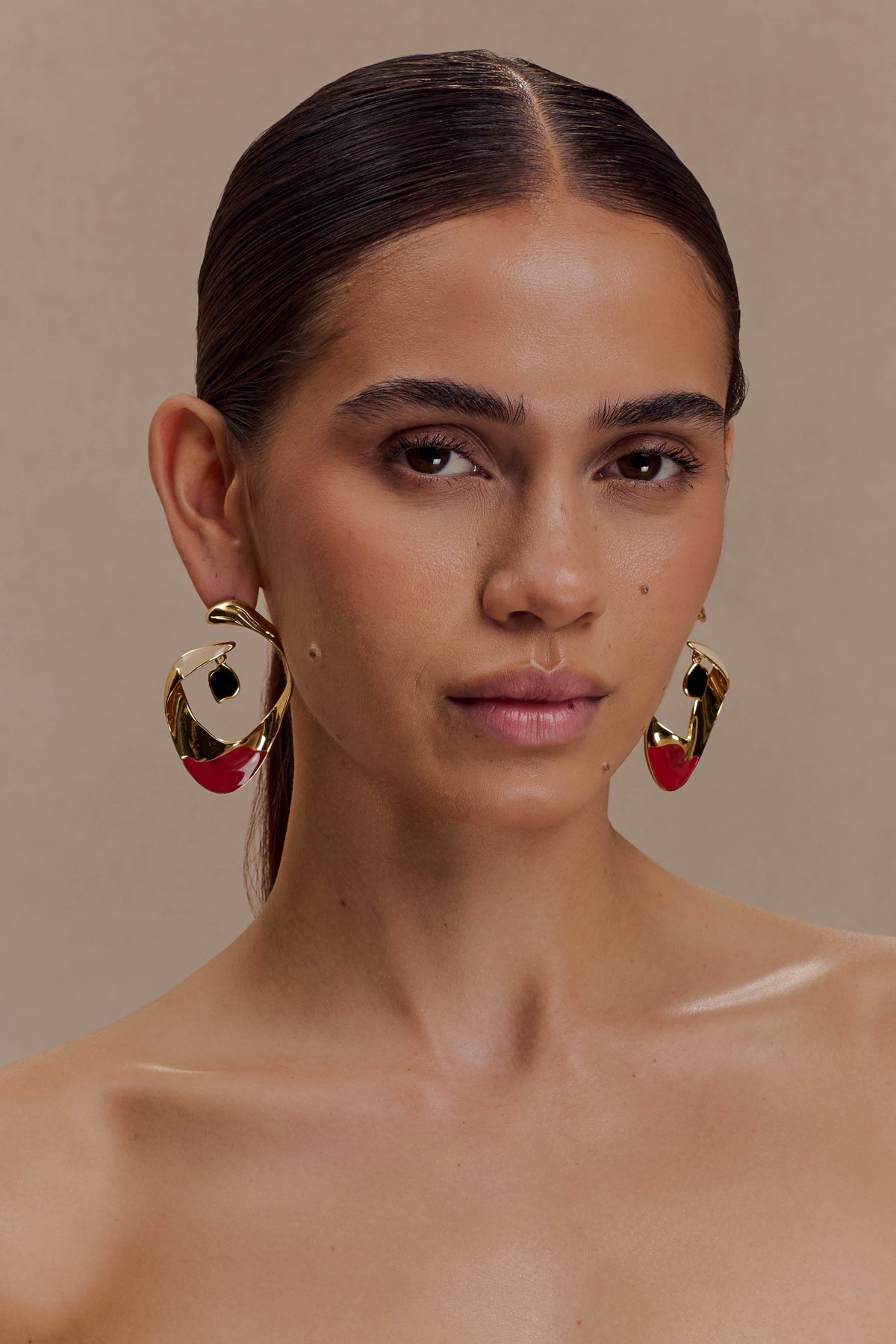 Marna Large Hoop Earrings With Stones - Gold