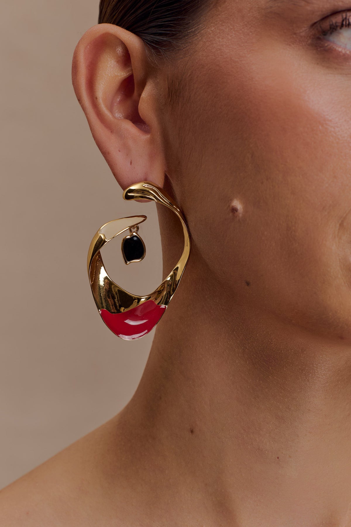 Marna Large Hoop Earrings With Stones - Gold