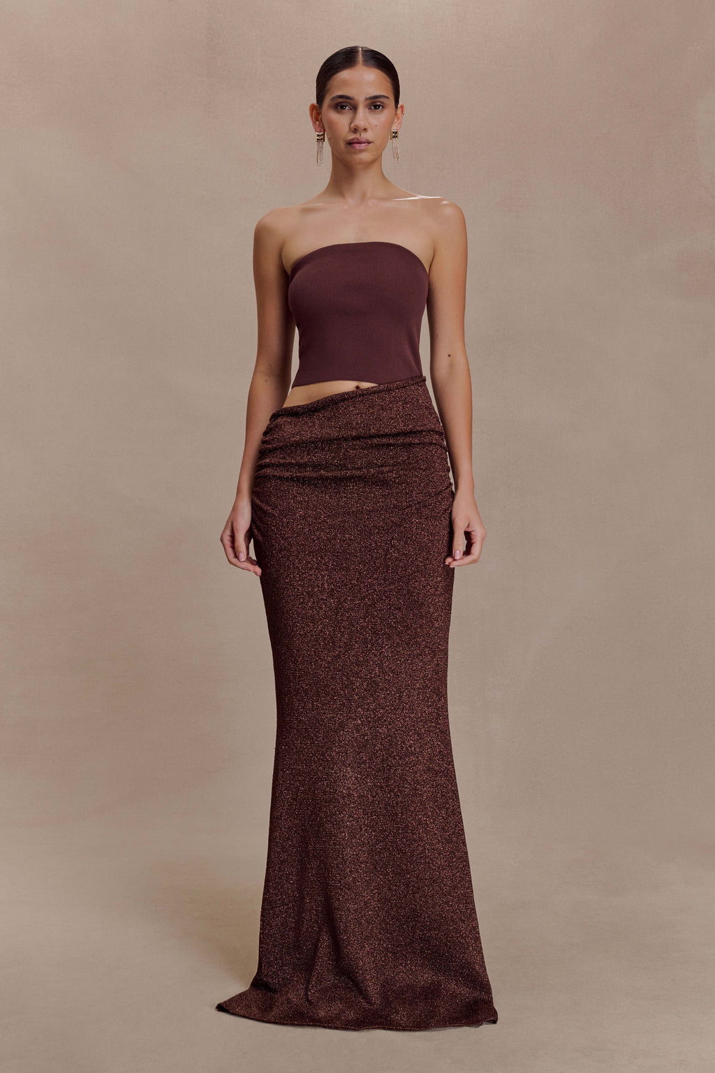 Jasiel Strapless Knit Maxi Dress - Chocolate