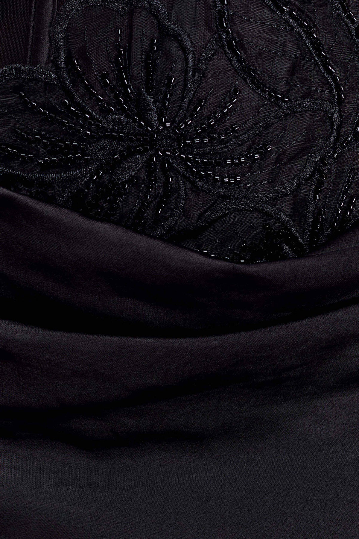 Asha Floral Mesh And Satin Maxi Dress - Black