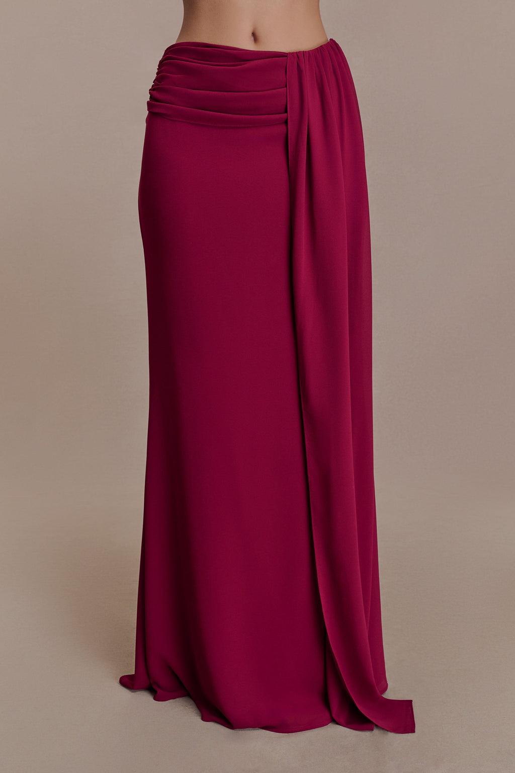 Celina Chiffon Overlay Maxi Skirt - Cherry Red