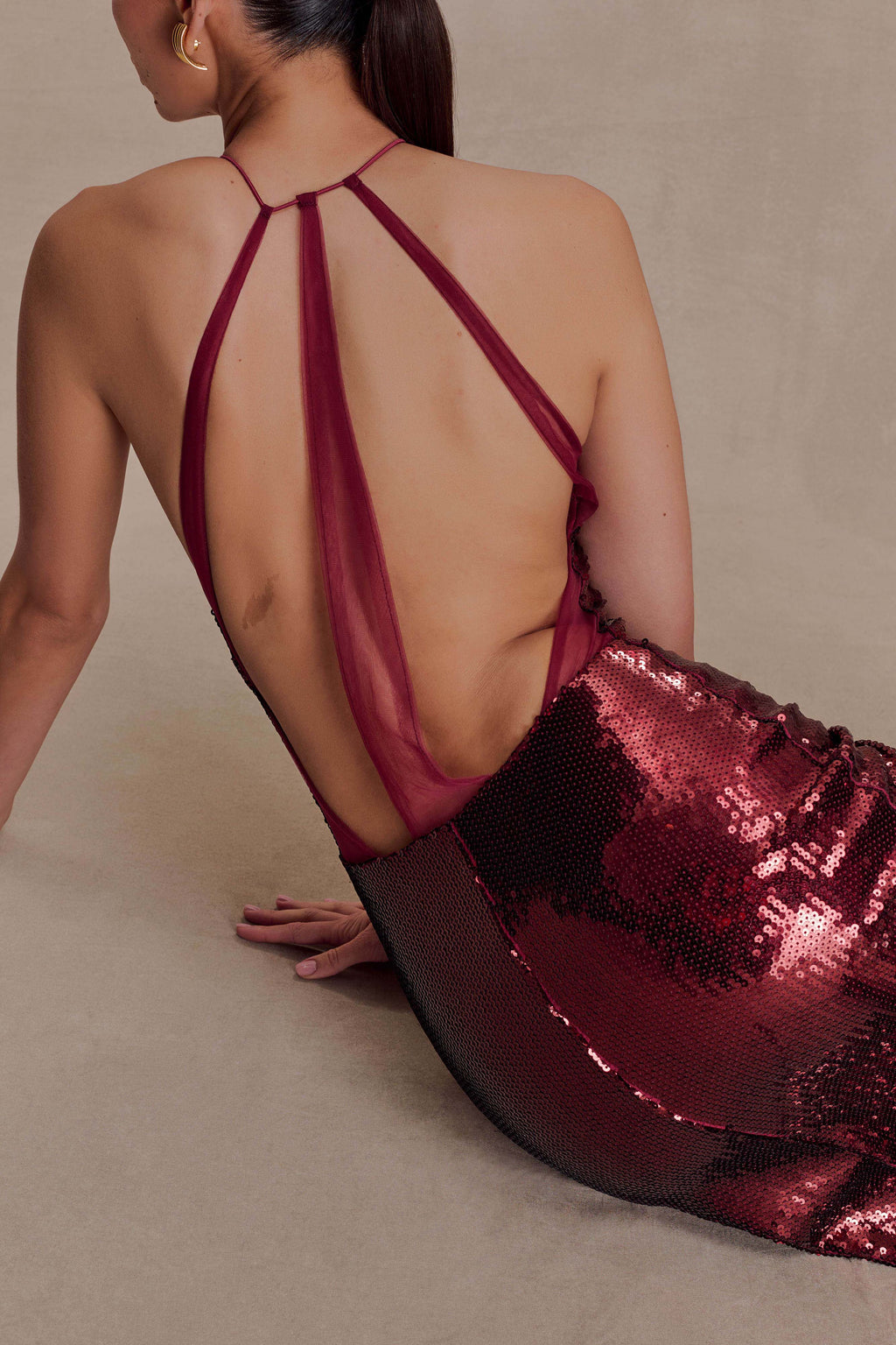 Baldwin Sequin Cut Out Maxi Dress - Mahogany