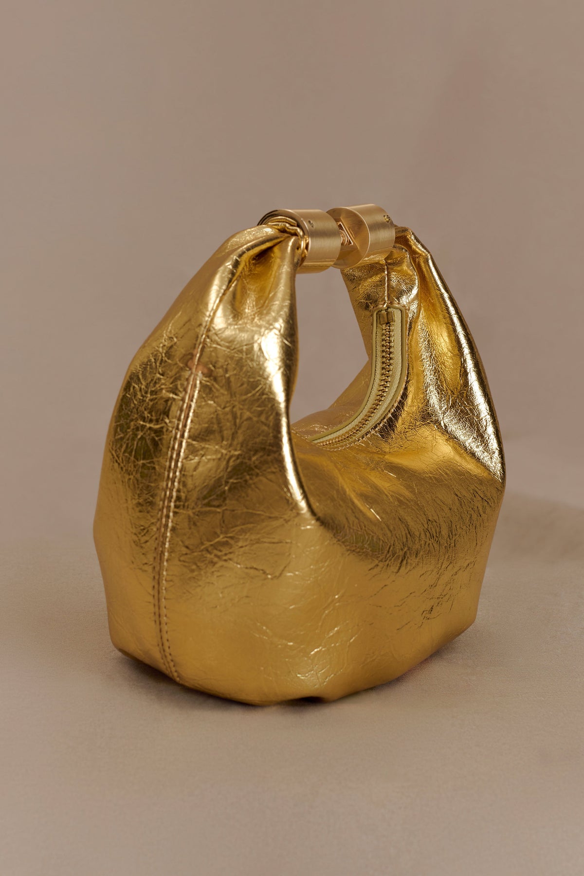 Bristol Mini Croissant Leather Bag - Gold