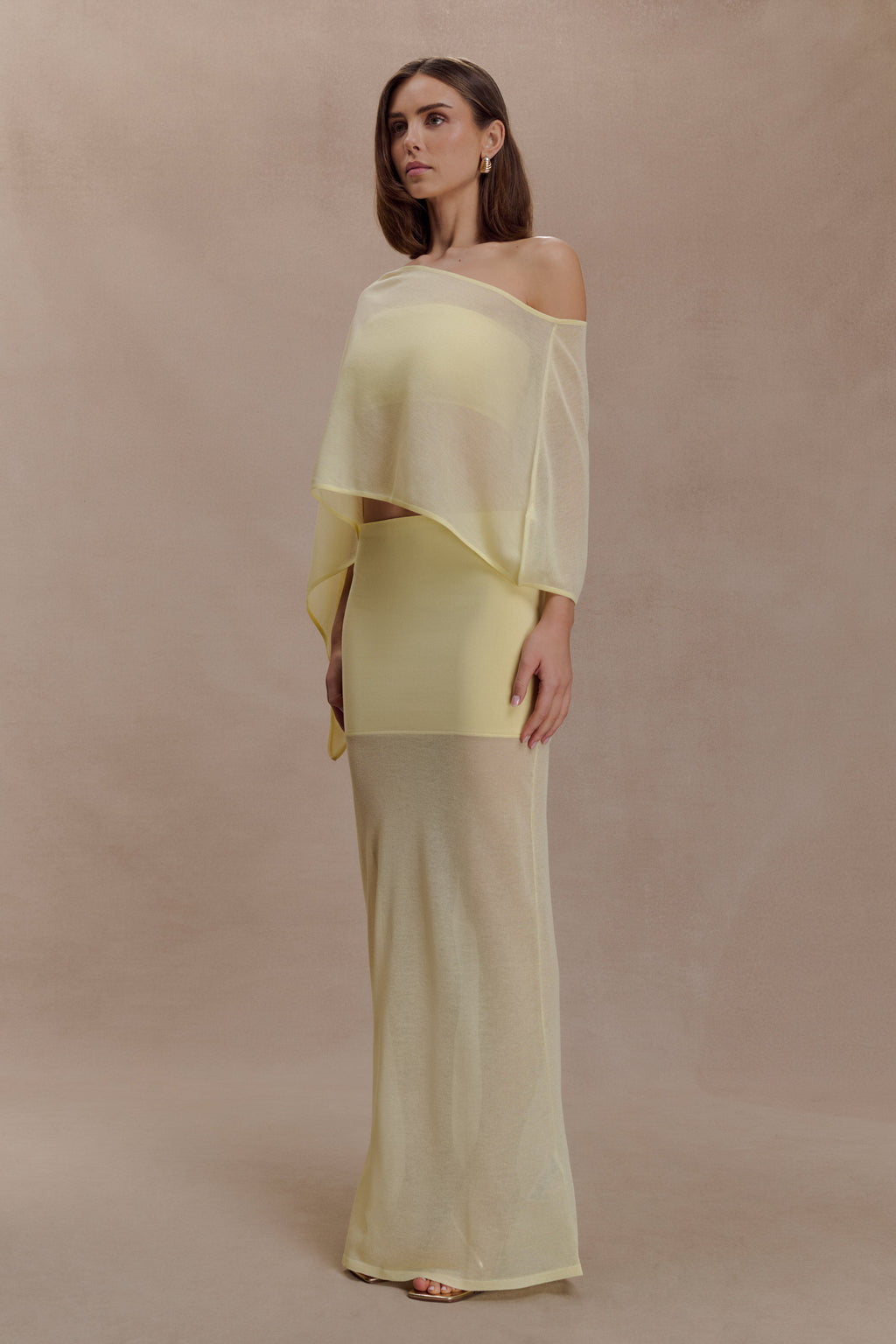 Lyra Sheer Knit Cape - Lemon