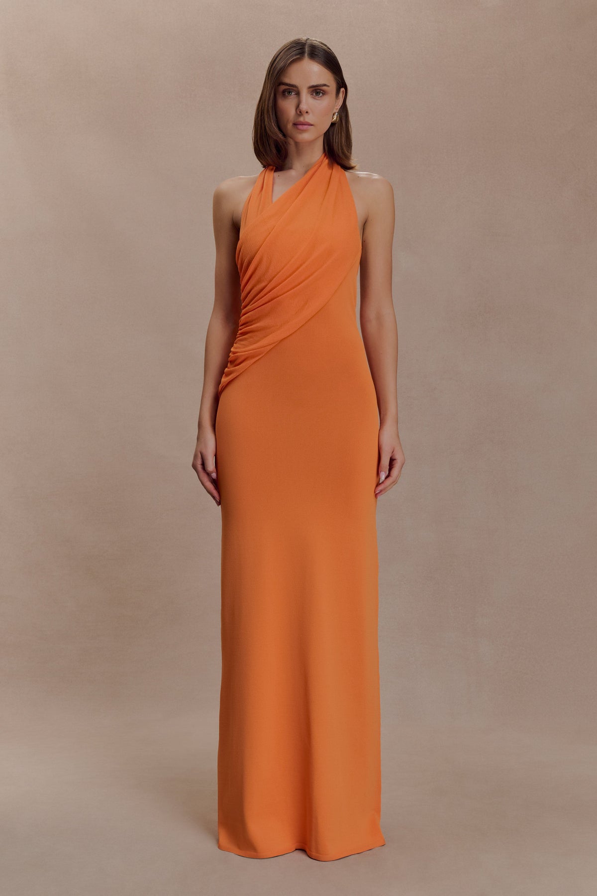Elma Halter Knit Maxi Dress - Orange
