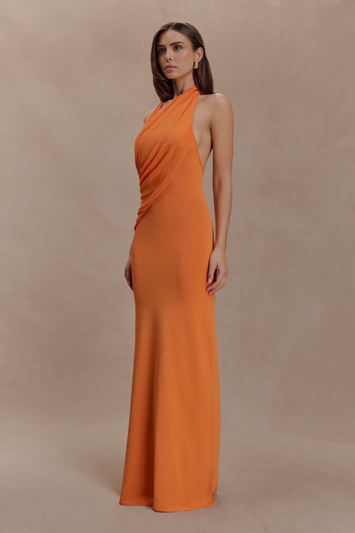 Elma Halter Knit Maxi Dress - Orange
