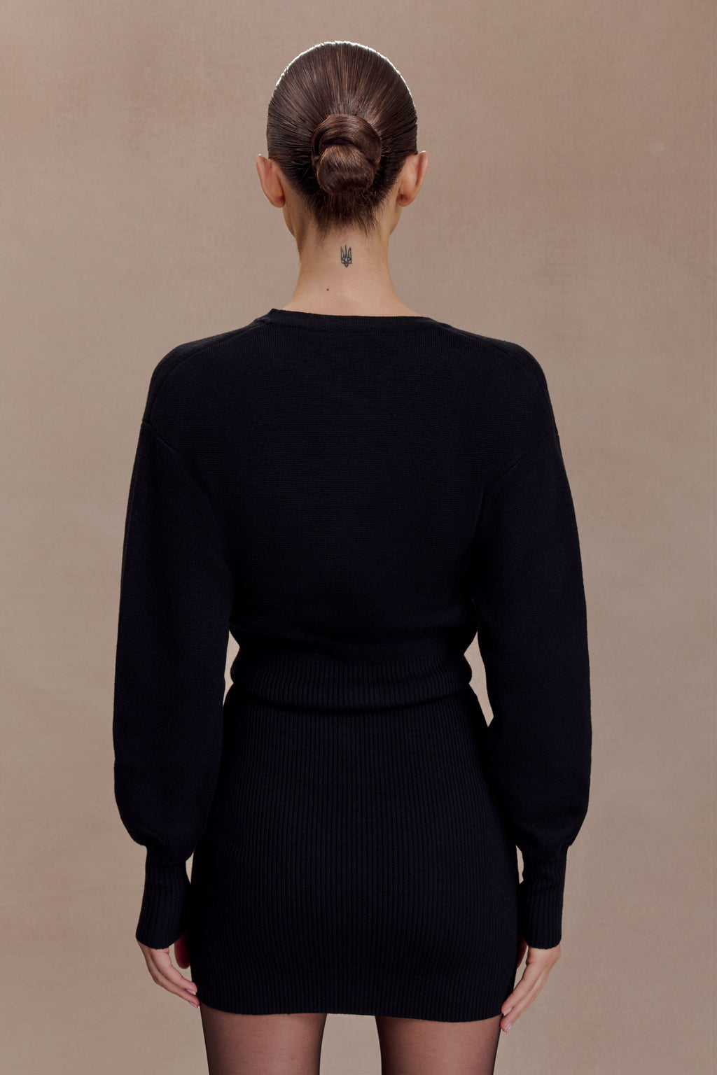 Xaden Wool Mix Knit Mini Dress - Black