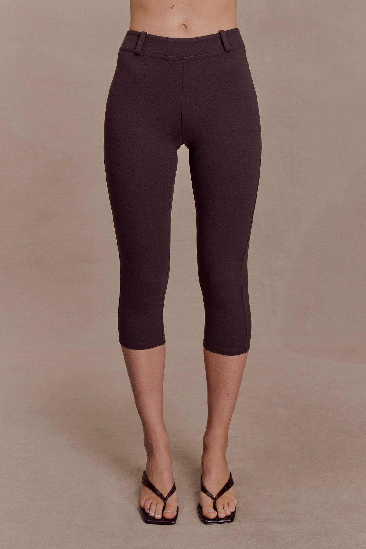 Blanca Stretch Crepe Capri Pants - Chocolate