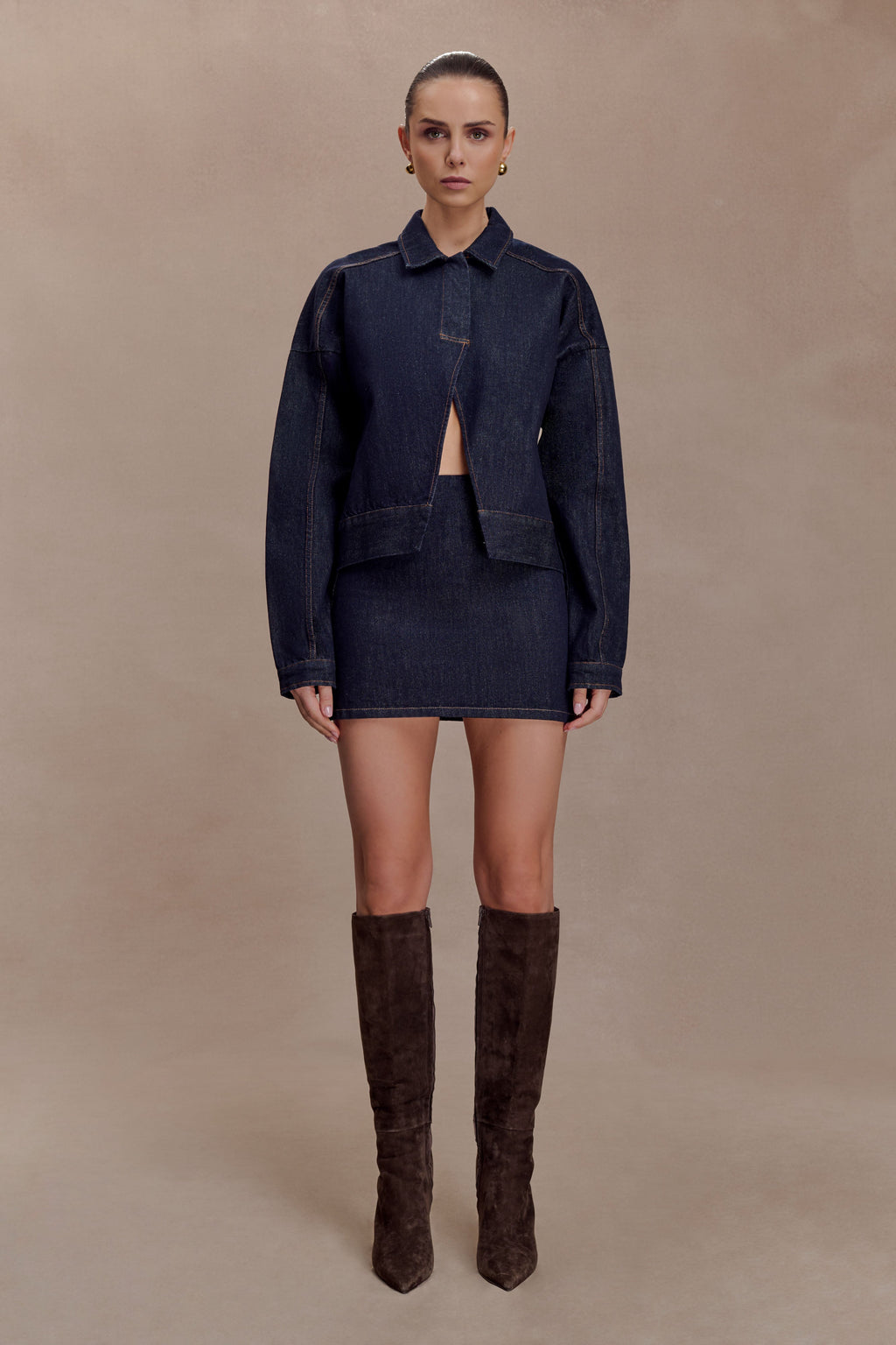 Ellie Denim Mini Skirt - Washed Indigo Blue