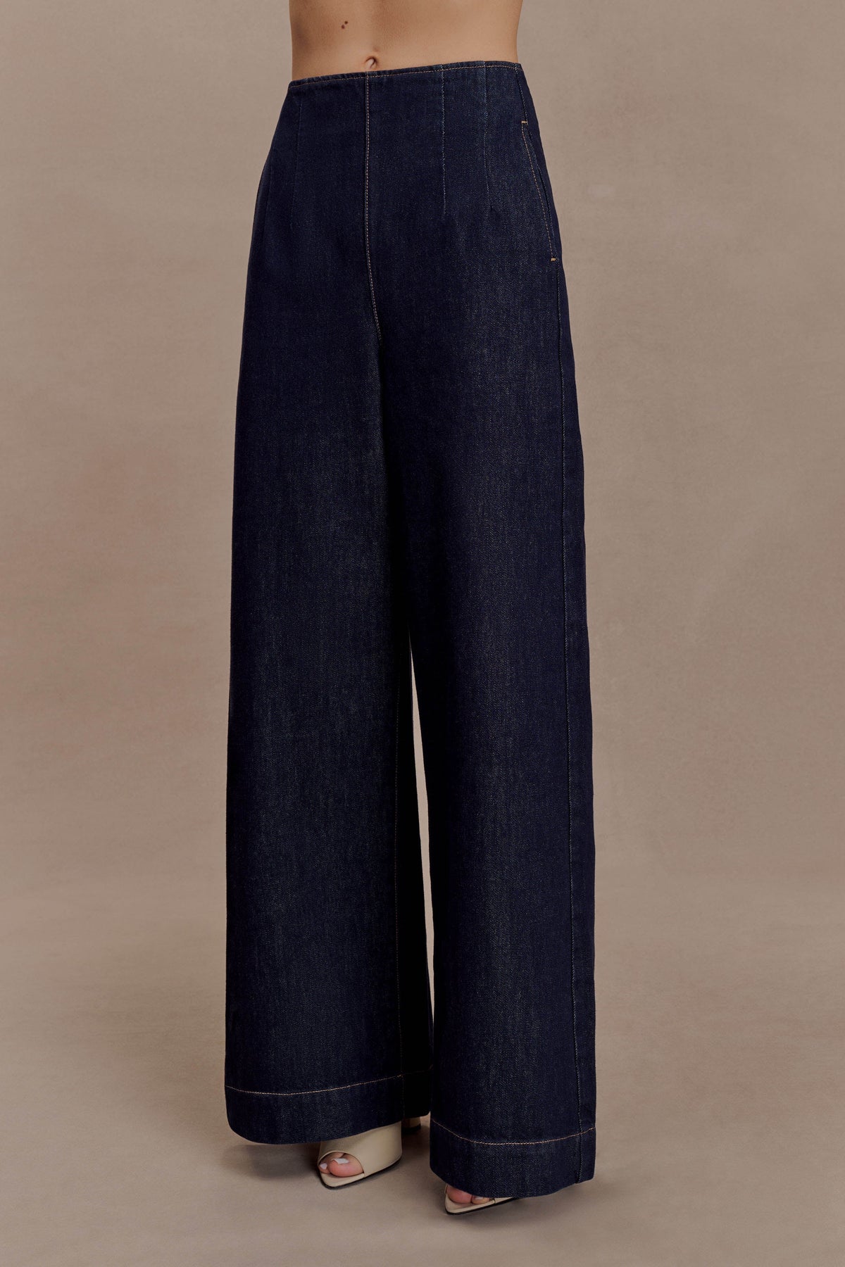 Maral High Waisted Dart Jeans - Washed Indigo Blue