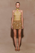 Porter Hand Beaded Mini Skirt - Gold