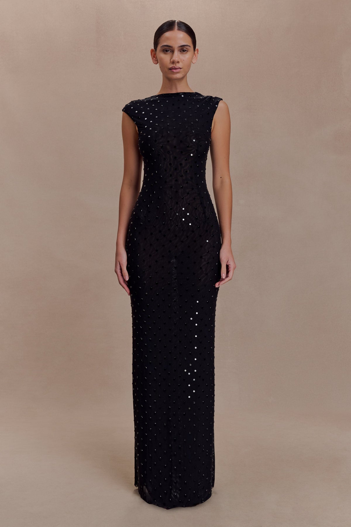 Samara Sleeveless Diamante Maxi Dress - Black