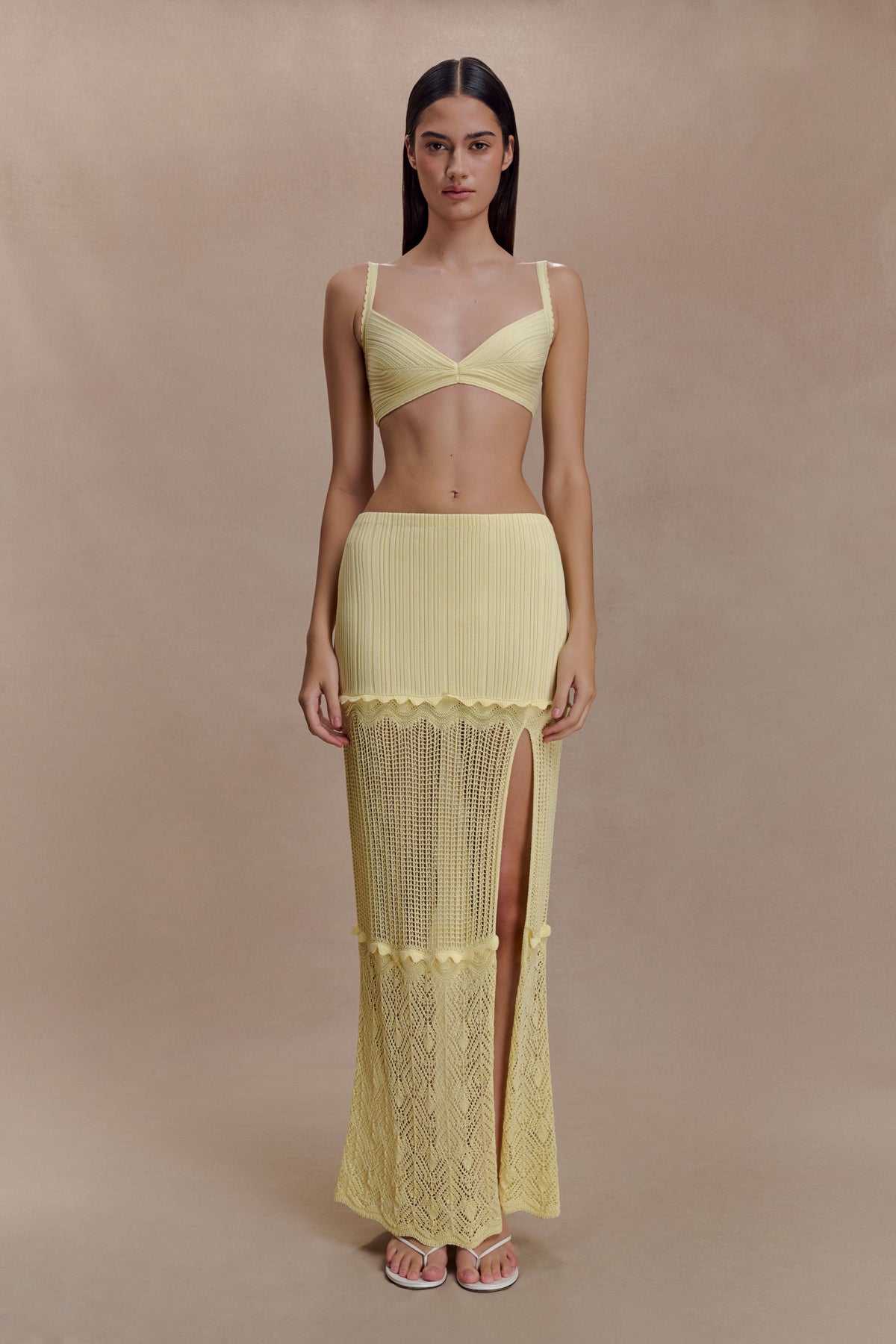 Coleene Pointelle Knit Top - Lemon