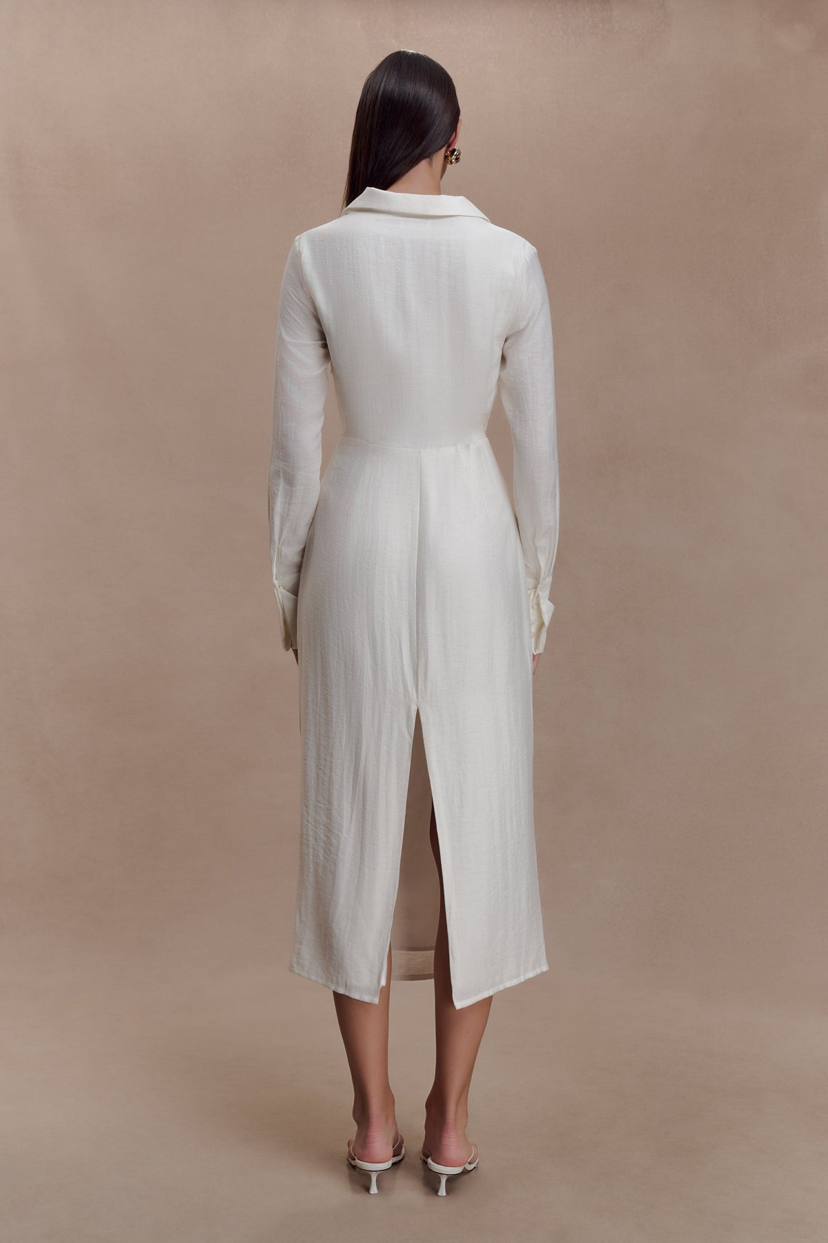 Cecilie Cut Out Shirt Midi Dress - White