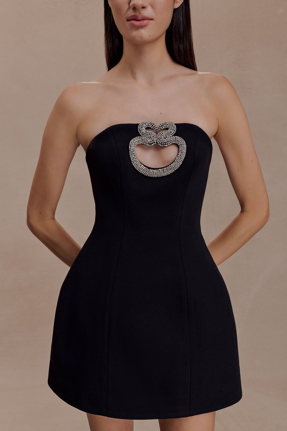 Hilda Embellished Strapless Mini Dress - Black