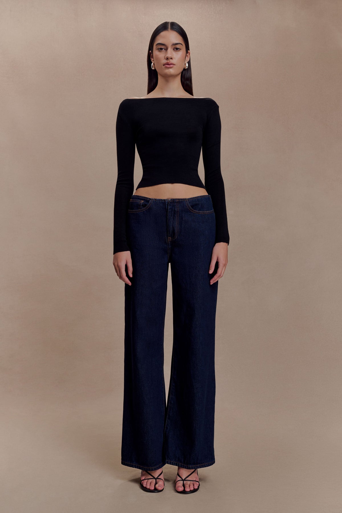 Paedyn Merino Wool Ribbed Long Sleeve Top - Black
