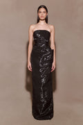 Calliope Strapless Organza Maxi Dress - Black