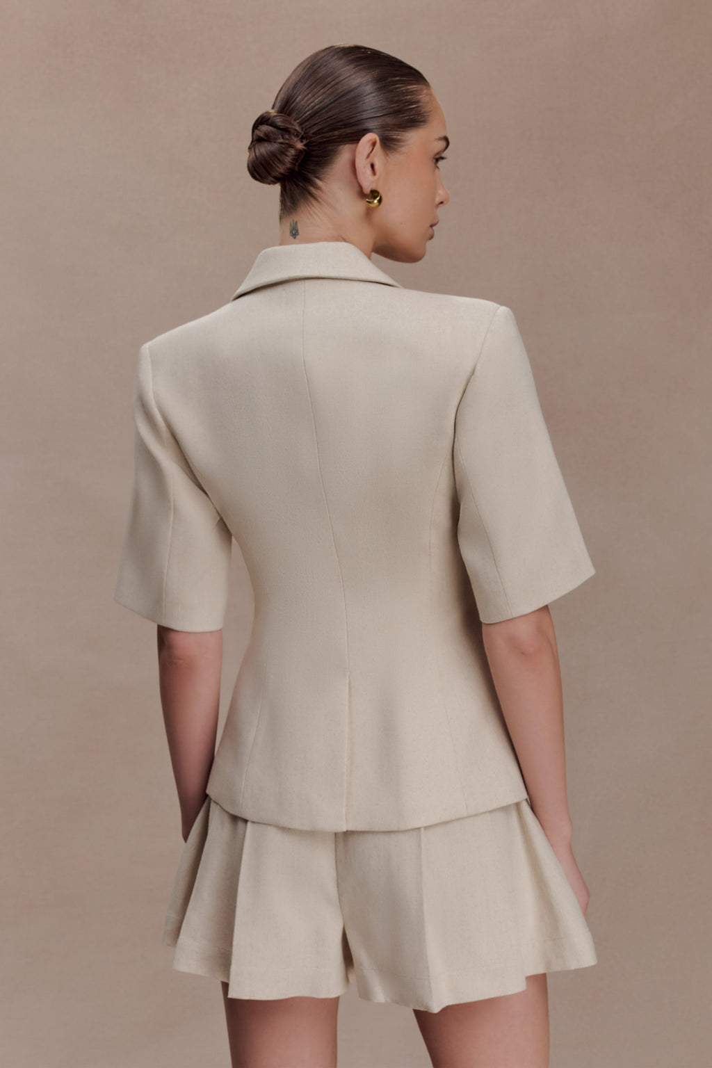 Martine Short Sleeve Linen Top - Natural