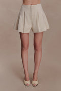 Martine Pleated Linen Short - Natural