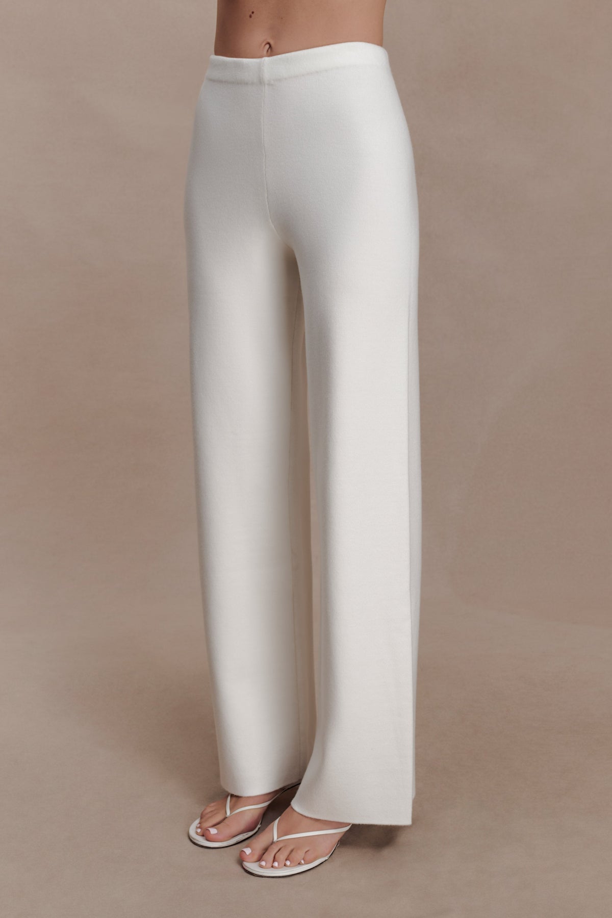 Kerrymae Straight Leg Knit Pants - Off White