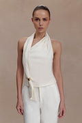 Marina Halter Top With Hardware - Ivory