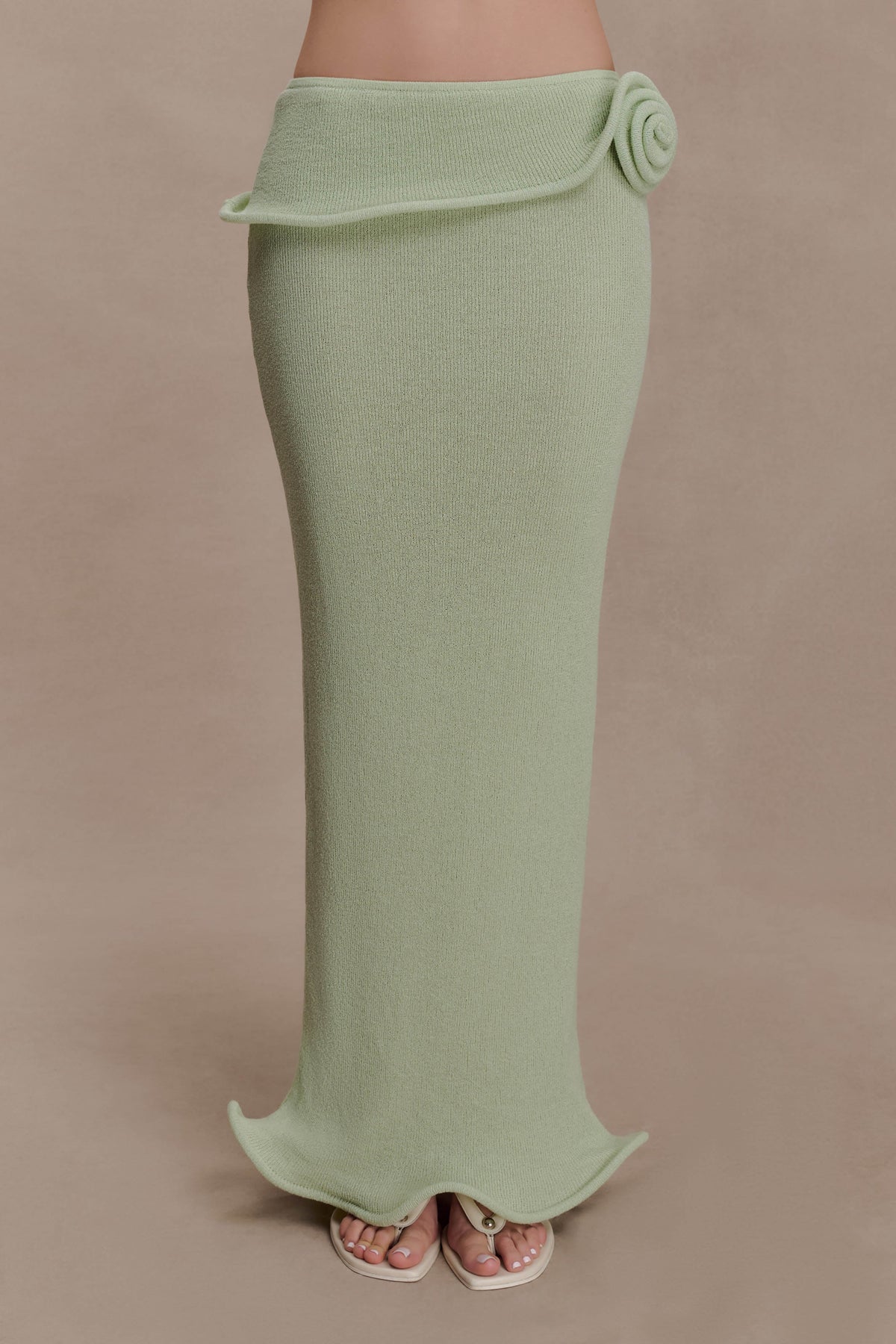 Samira Knit Wired Maxi Skirt - Pastel Green