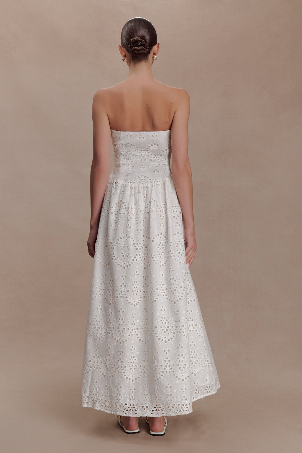 Maureen Broderie Strapless Maxi Dress - White