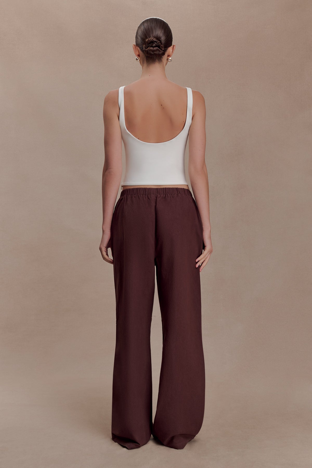 Janayia Cotton Wide Leg Pants - Dark Espresso