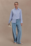 Hansen Oversized Shirt - Blue Pinstripe